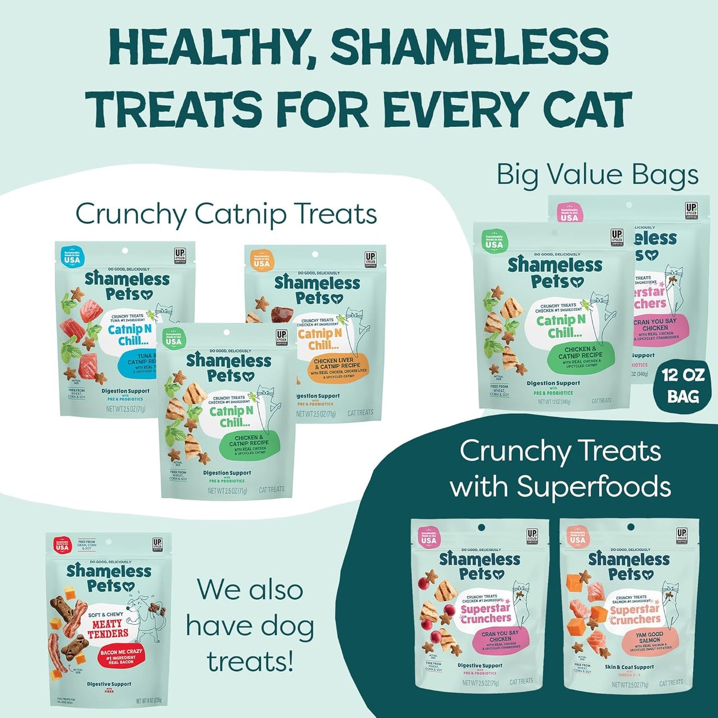 Crunchy Cat Treats - Catnip Treats for Cats with Digestive Support, Natural Ingredients Kitten Treats with Real Chicken, Healthy Flavored Feline Snacks - Catnip N Chill, 3-Pk