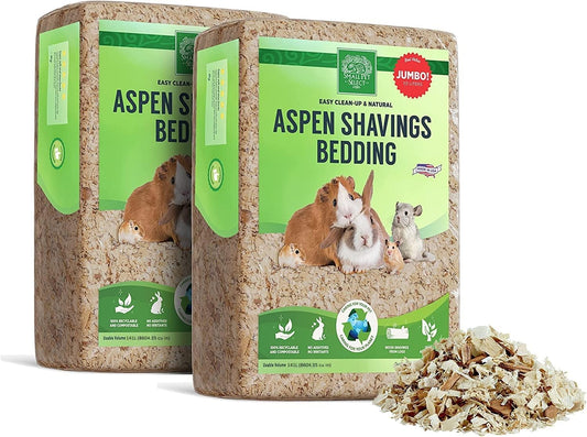 Premium Natural Aspen Bedding, Animal Bedding for Small Indoor and Outdoor Pets, Made in the USA, Jumbo Size 282 L (2 Pack, 141 L Each)