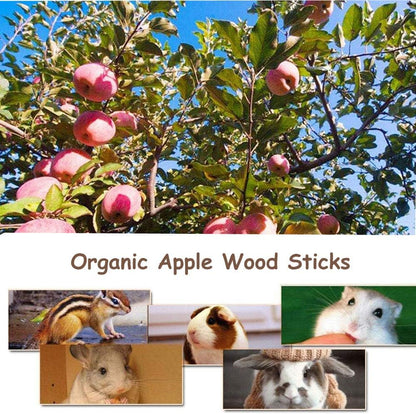 Bunny Chew Toys for Teeth, Organic Apple Wood Sticks Rabbits Improves Dental Health, Pet Snacks Toys with Grass Cake for Rabbits, Cats, Hamsters, Gerbils Birds