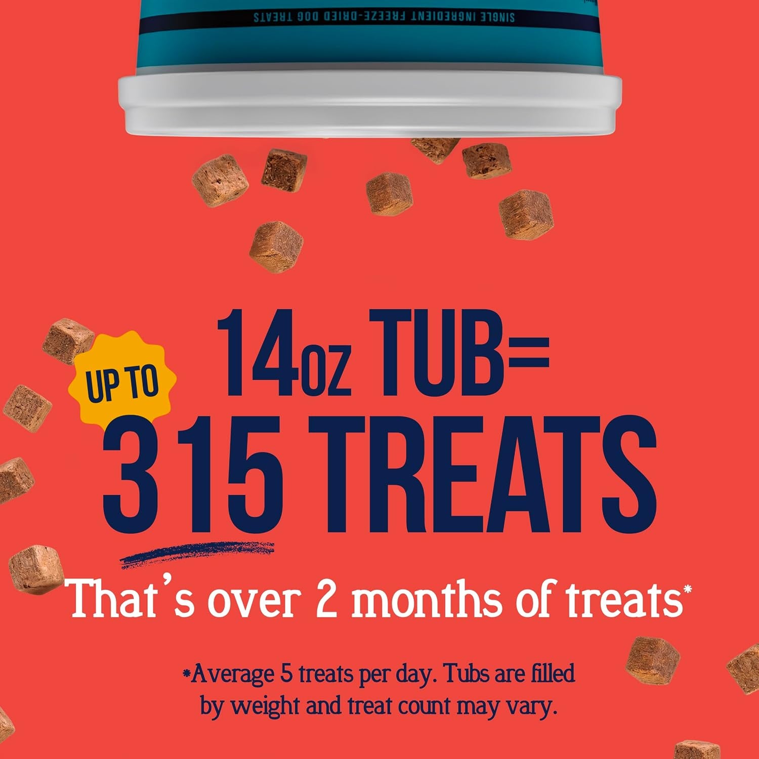 100% Beef Liver Dog Treats, 14 Oz Tub, ~315 Pieces, Freeze Dried Raw, Single Ingredient, 50% Protein Training Treats or Meal Topper, Grain Free, Gluten Free