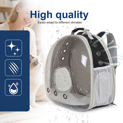 Cat Travel Backpack Carrier, Fit up to 12 Lbs, Space Capsule Bubble Window Pet Carrier Backpack,Airline-Approved, Designed for Travel, Hiking, Walking & Outdoor Use (Black, Back-Extension)