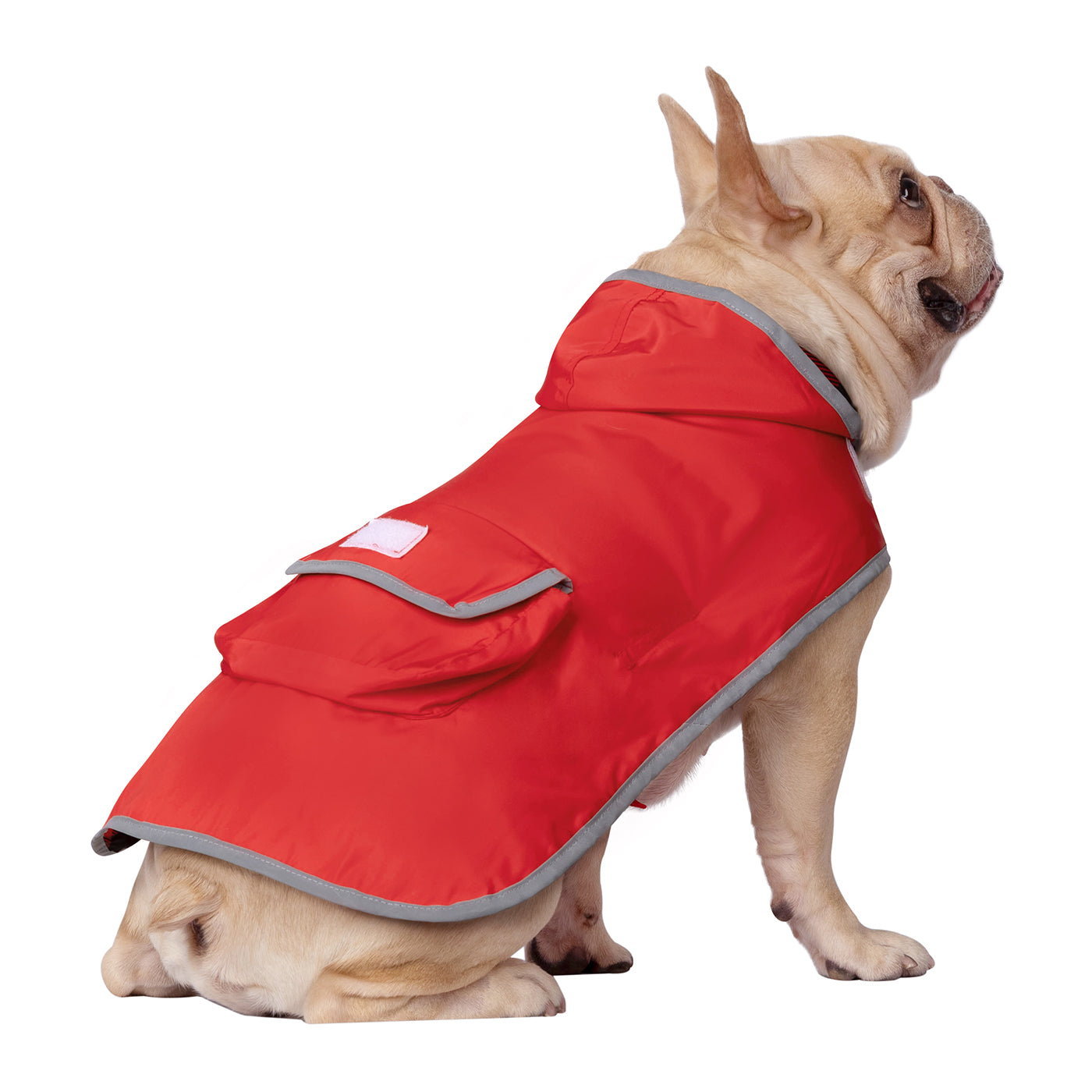 Reversible Dog Raincoat Hooded Slicker Poncho Rain Coat Jacket for Small Medium Large Dogs Buffalo Plaid / Red M