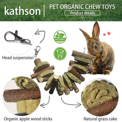 Bunny Chew Toys for Teeth Grinding,Rabbit Wooden Scratch Board Feet Pad Rotatable Pet Play Toy for Chinchilla Guinea Pigs Other Rodent Pets (2 Pack Rabbit Treat)