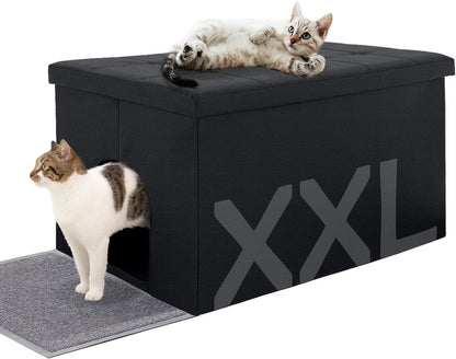 Cat Litter Box Enclosure Furniture Hidden, Cat Washroom Bench Storage Cabinet | Extra Large 35.4'' X 19.7'' X 19.7''| Dog Proof | Waterproof Inside/Easy Clean | Easy Assembly | Odor Control