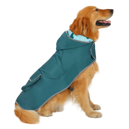 Reversible Dog Raincoat Hooded Slicker Poncho Rain Coat Jacket for Small Medium Large Dogs Dinosaurs XXL