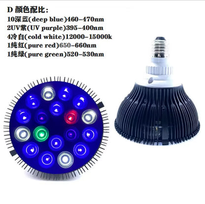 Full Spectrum LED Aquarium Reef Light Grow Lamp Fish Tank Bulb for Coral Fish Saltwater Nanotank Plant SPS LPS