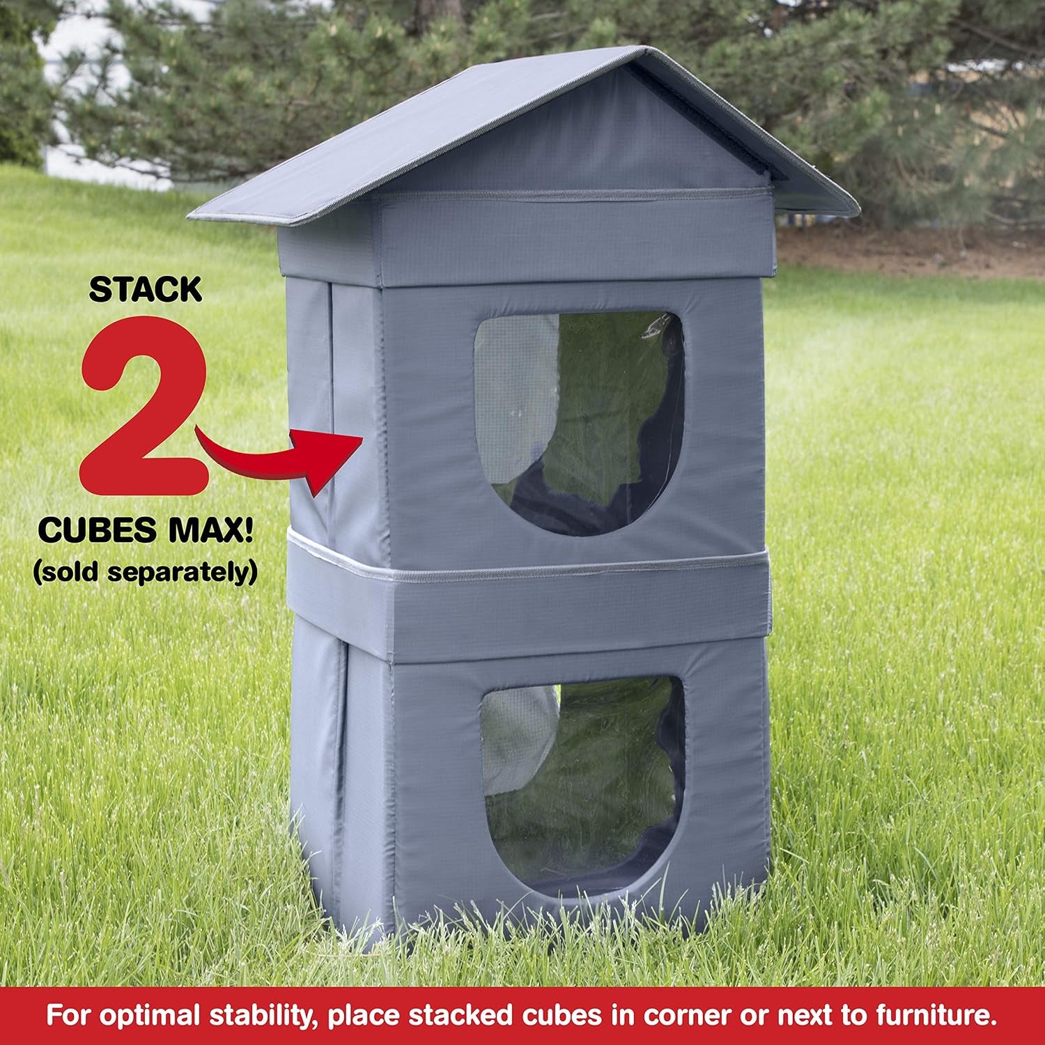 Outdoor Stackable Cat House, Cat Cube, Water Resistant Condo, Outdoor Heated Cat House