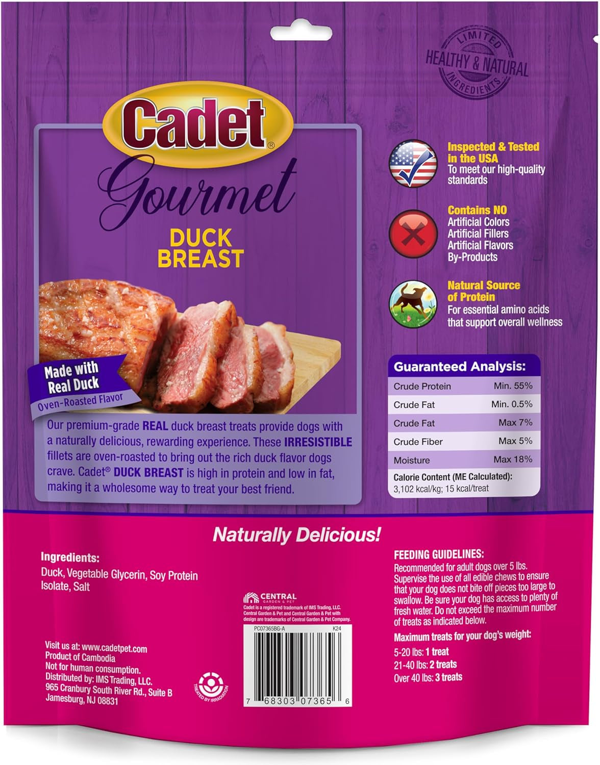 Gourmet Duck Jerky Dog Treats for Training - Healthy & Natural Dog Training Treats for Small & Large Breeds - Inspected & Tested in USA (14 Oz.)