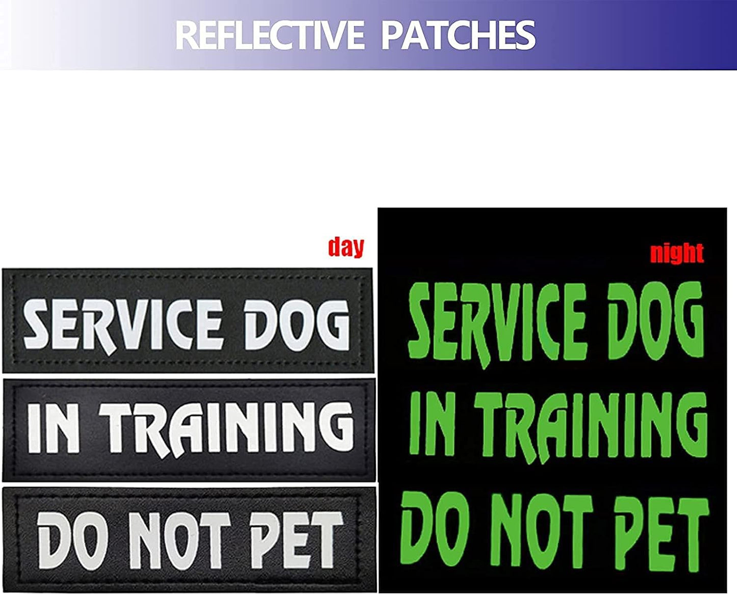 8PCS Service Dog Vest Patch, Reflective Tactical Dog Harness Vest Patches Service Dog in Training Vest Patches Do Not Pet Ask to Pet and American Flag Patches for Dog Vest Harness Collar Leash