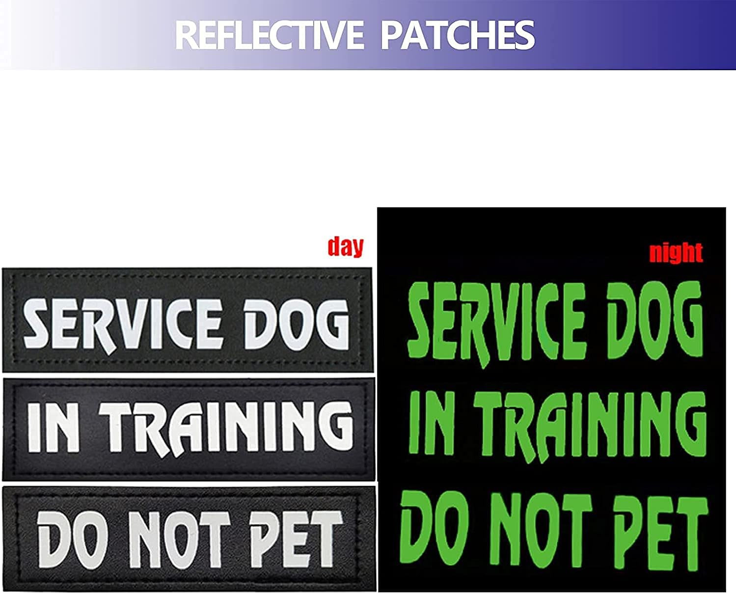 8PCS Service Dog Vest Patch, Reflective Tactical Dog Harness Vest Patches Service Dog in Training Vest Patches Do Not Pet Ask to Pet and American Flag Patches for Dog Vest Harness Collar Leash