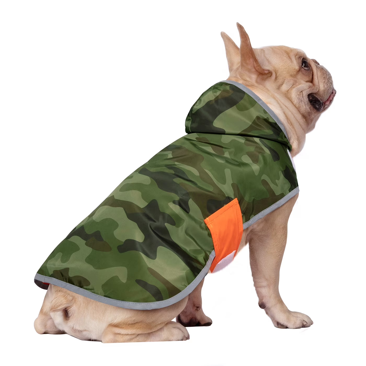 Reversible Dog Raincoat Hooded Slicker Poncho Rain Coat Jacket for Small Medium Large Dogs Camo / Orange S