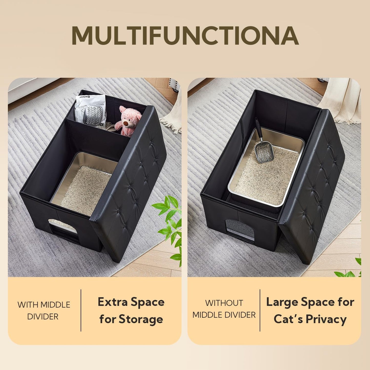 Cat Litter Box Enclosure Furniture Hidden, Cat Washroom Bench Storage Cabinet | Extra Large 35.4'' X 19.7'' X 19.7''| Dog Proof | Waterproof Inside/Easy Clean | Easy Assembly | Odor Control