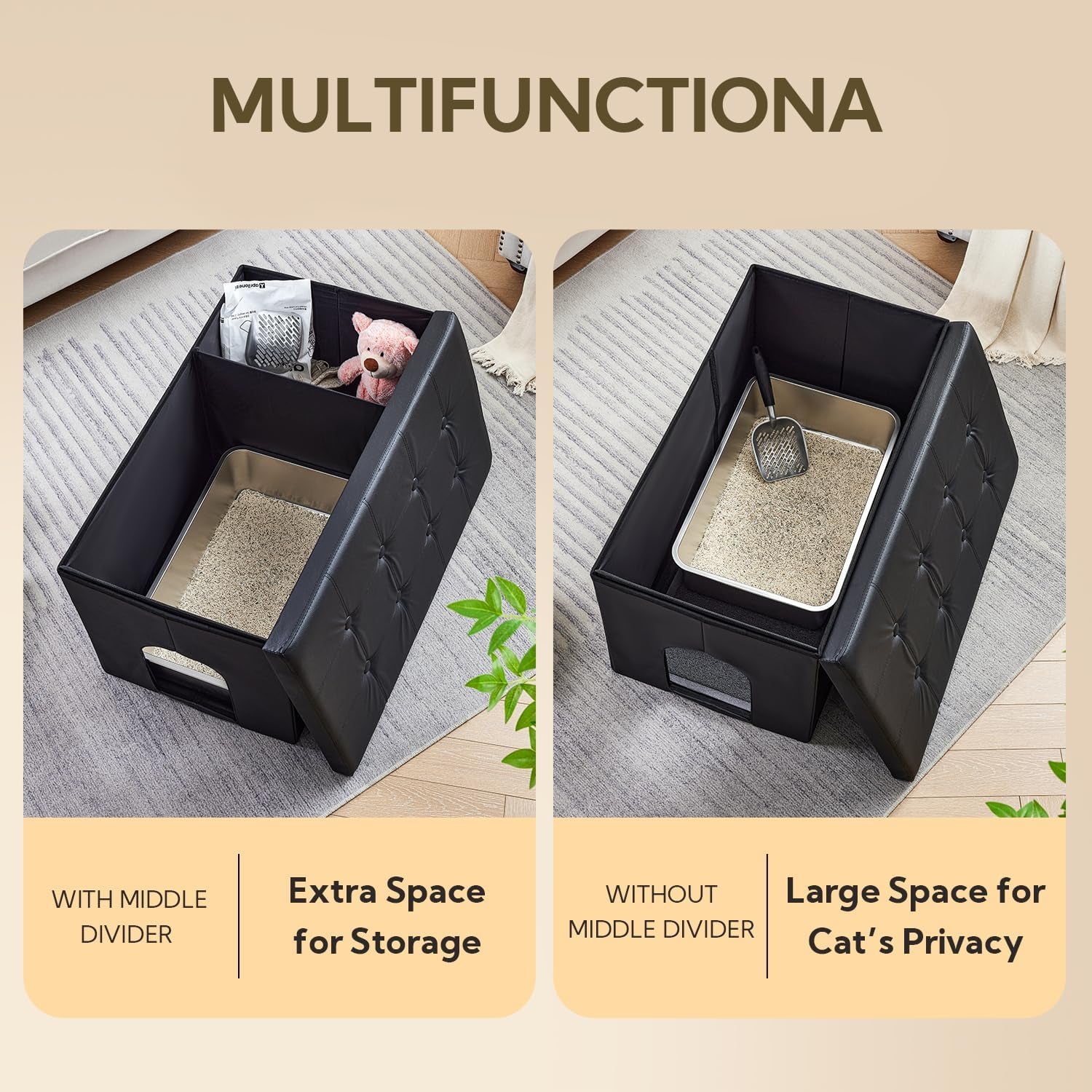 Cat Litter Box Enclosure Furniture Hidden, Cat Washroom Bench Storage Cabinet | Extra Large 35.4'' X 19.7'' X 19.7''| Dog Proof | Waterproof Inside/Easy Clean | Easy Assembly | Odor Control