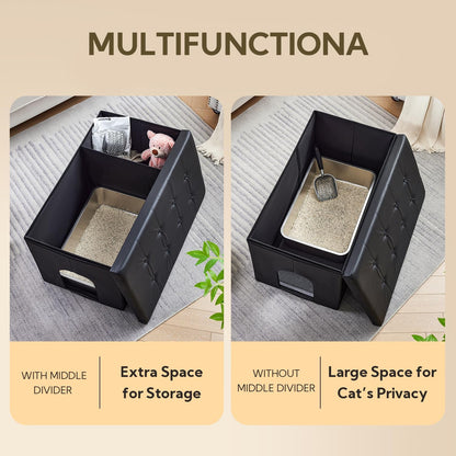 Cat Litter Box Enclosure Furniture Hidden, Cat Washroom Bench Storage Cabinet | Extra Large 35.4'' X 19.7'' X 19.7''| Dog Proof | Waterproof Inside/Easy Clean | Easy Assembly | Odor Control