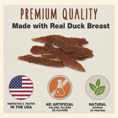 Gourmet Duck Jerky Dog Treats for Training - Healthy & Natural Dog Training Treats for Small & Large Breeds - Inspected & Tested in USA (14 Oz.)