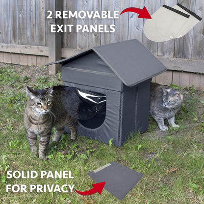 Outdoor Stackable Cat House, Cat Cube, Water Resistant Condo, Outdoor Heated Cat House