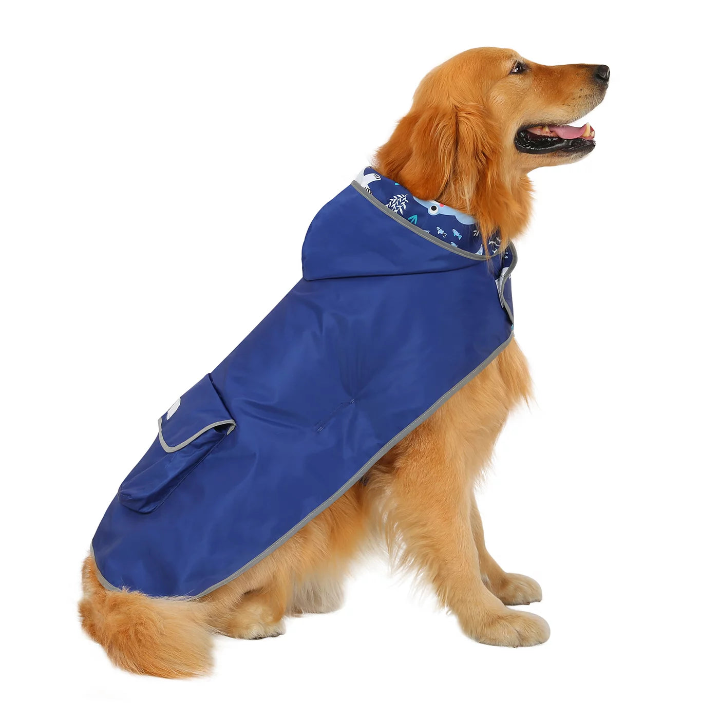 Reversible Dog Raincoat Hooded Slicker Poncho Rain Coat Jacket for Small Medium Large Dogs Sharks XXL