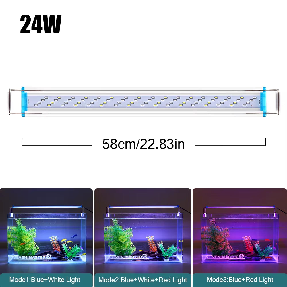 18~70CM Super Bright Lamp LED Aquarium Light for Aquatic Plant Fish Tank Extensible Clip Lamp 90~260V