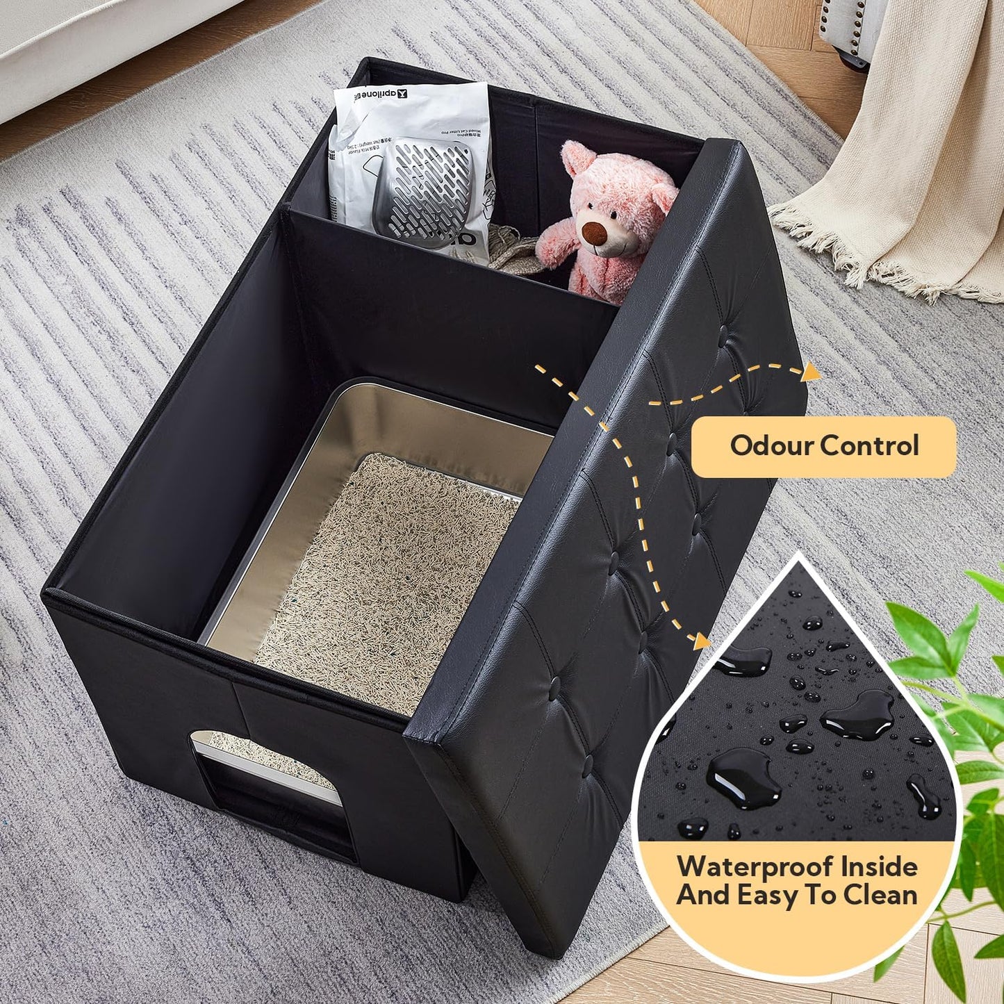 Cat Litter Box Enclosure Furniture Hidden, Cat Washroom Bench Storage Cabinet | Extra Large 35.4'' X 19.7'' X 19.7''| Dog Proof | Waterproof Inside/Easy Clean | Easy Assembly | Odor Control