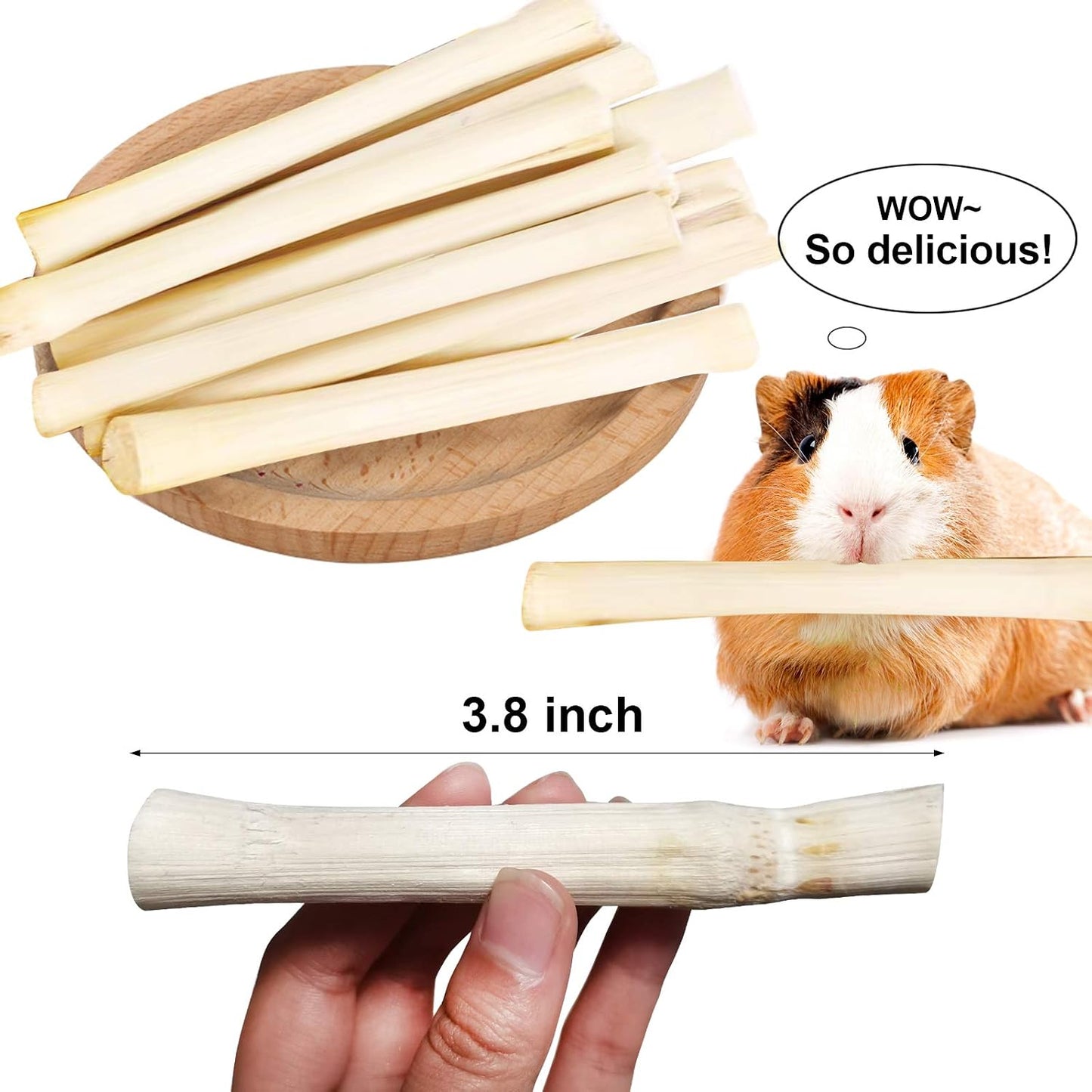 150G and 300G Natural Sweet Bamboo Sticks Small Animals Treats Toys, Rabbit Hamster Guinea Pigs Toys Chinchilla Squirrel Bunny Chew Toys(150G)