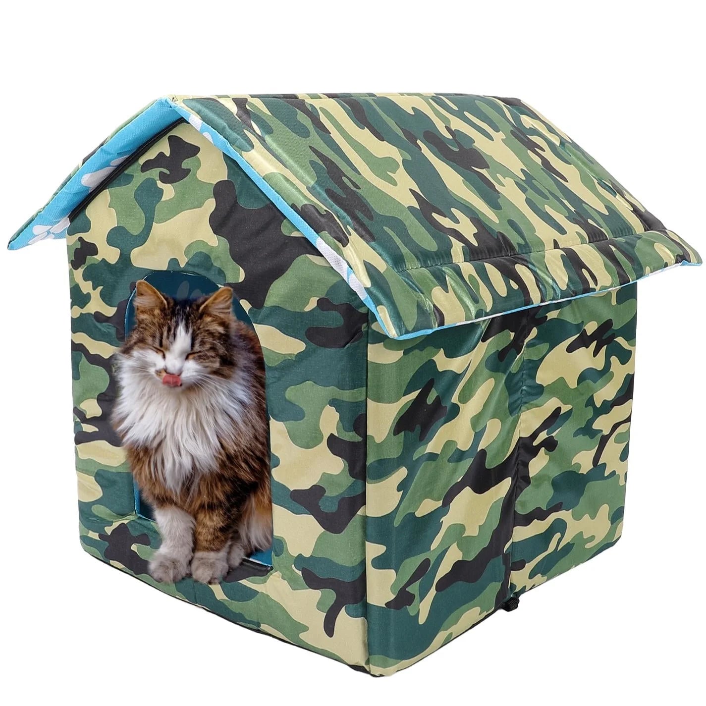 Outdoor Cat House Kitty Shelter Pet Cave Bed for Small Dog Puppy Cat Waterproof Foldable, S