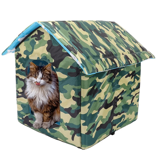 Outdoor Cat House Kitty Shelter Pet Cave Bed for Small Dog Puppy Cat Waterproof Foldable, S