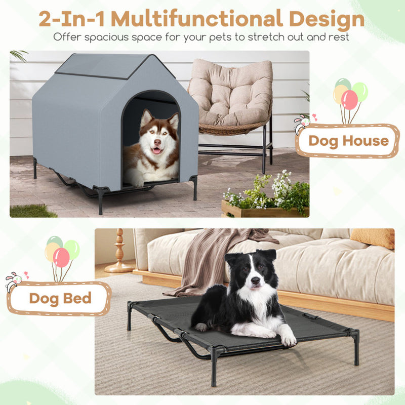 Large/Middle/Small Outdoor Elevated Pet House with Ventilated Windows