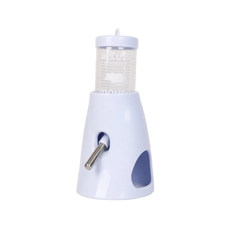Small Animal Plastic Water Bottle with Stand Holder 2.7 Oz No Drip Waterer for Hamster Guinea Pig Rabbit for Glass Tank