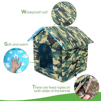 Outdoor Cat House Kitty Shelter Pet Cave Bed for Small Dog Puppy Cat Waterproof Foldable, S