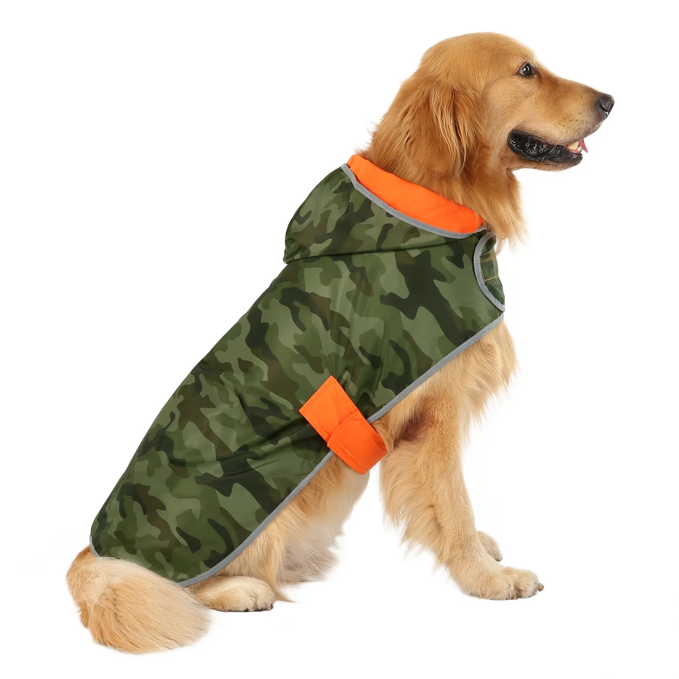 Reversible Dog Raincoat Hooded Slicker Poncho Rain Coat Jacket for Small Medium Large Dogs Camo / Orange XXL