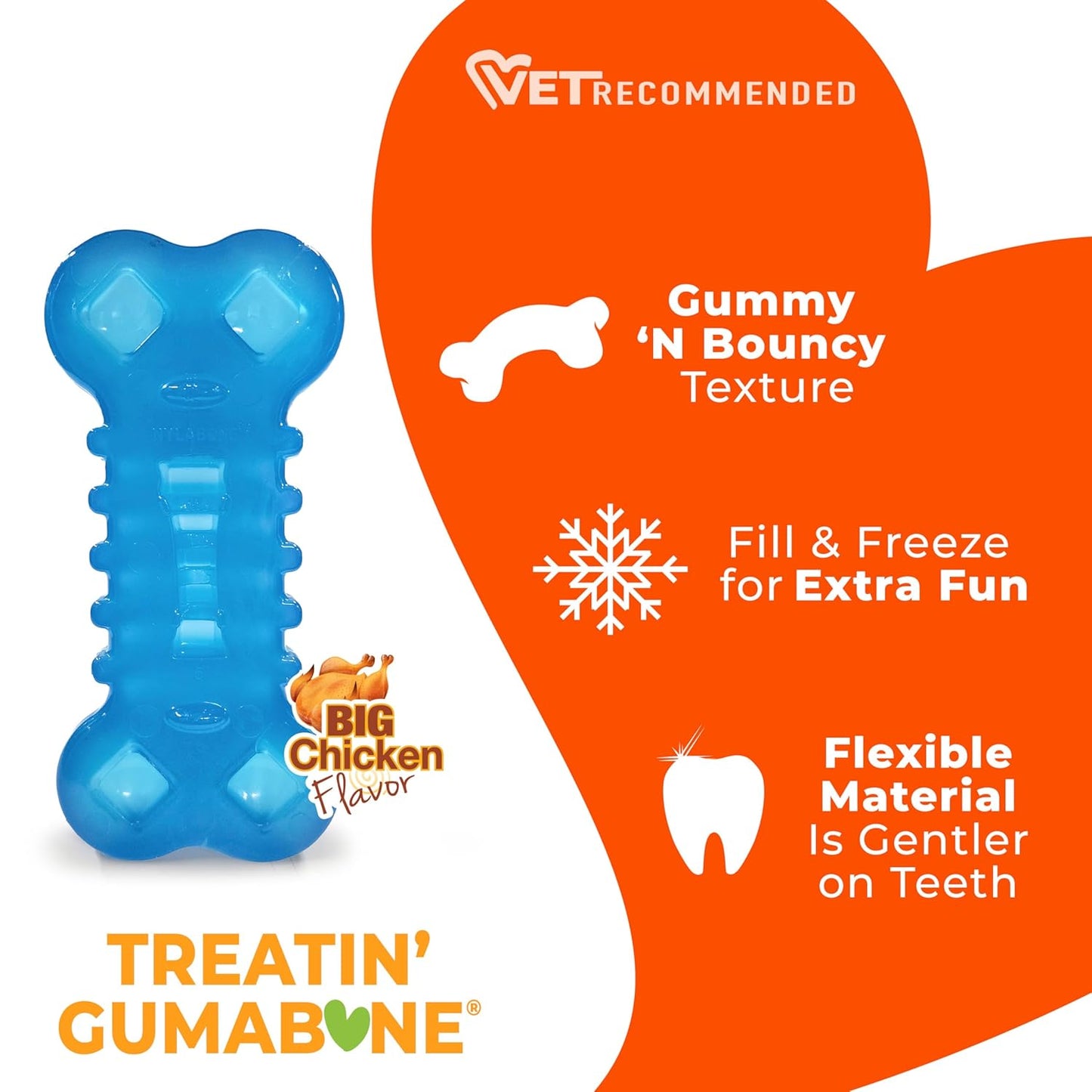 Flexi Chill & Chew Toy for Dogs with Treat Pockets, Dog Toys for Moderate Chewers, Chicken Flavor, Medium - up to 35 Lbs, 1 Count