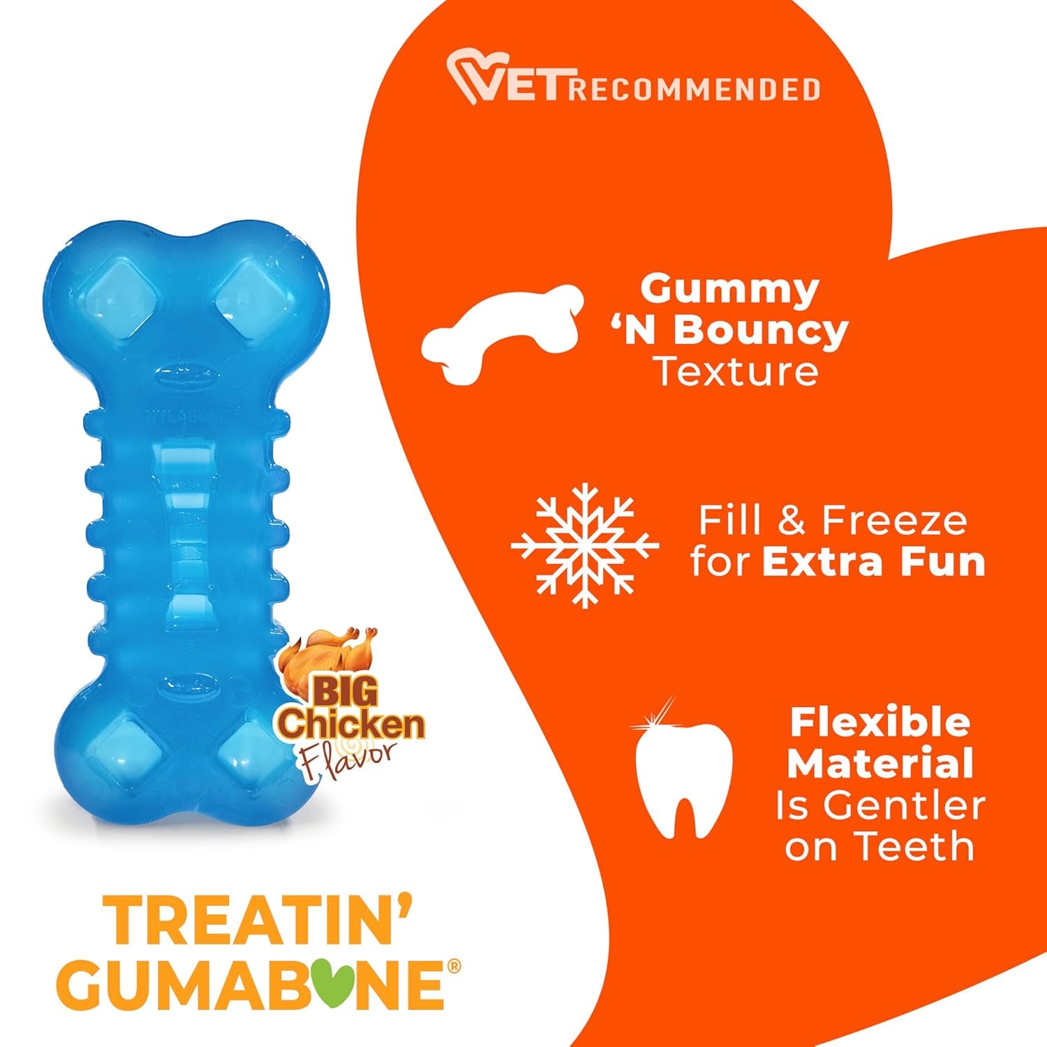 Flexi Chill & Chew Toy for Dogs with Treat Pockets, Dog Toys for Moderate Chewers, Chicken Flavor, Medium - up to 35 Lbs, 1 Count