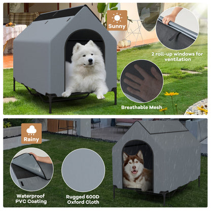 Large/Middle/Small Outdoor Elevated Pet House with Ventilated Windows