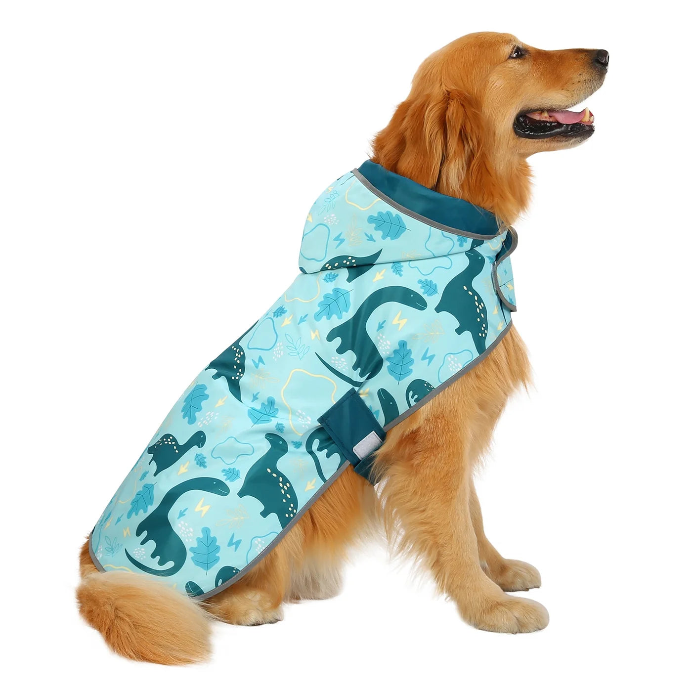 Reversible Dog Raincoat Hooded Slicker Poncho Rain Coat Jacket for Small Medium Large Dogs Dinosaurs XXL