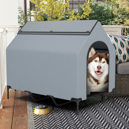 Large/Middle/Small Outdoor Elevated Pet House with Ventilated Windows