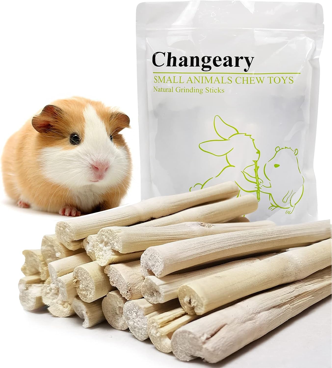 150G and 300G Natural Sweet Bamboo Sticks Small Animals Treats Toys, Rabbit Hamster Guinea Pigs Toys Chinchilla Squirrel Bunny Chew Toys(150G)