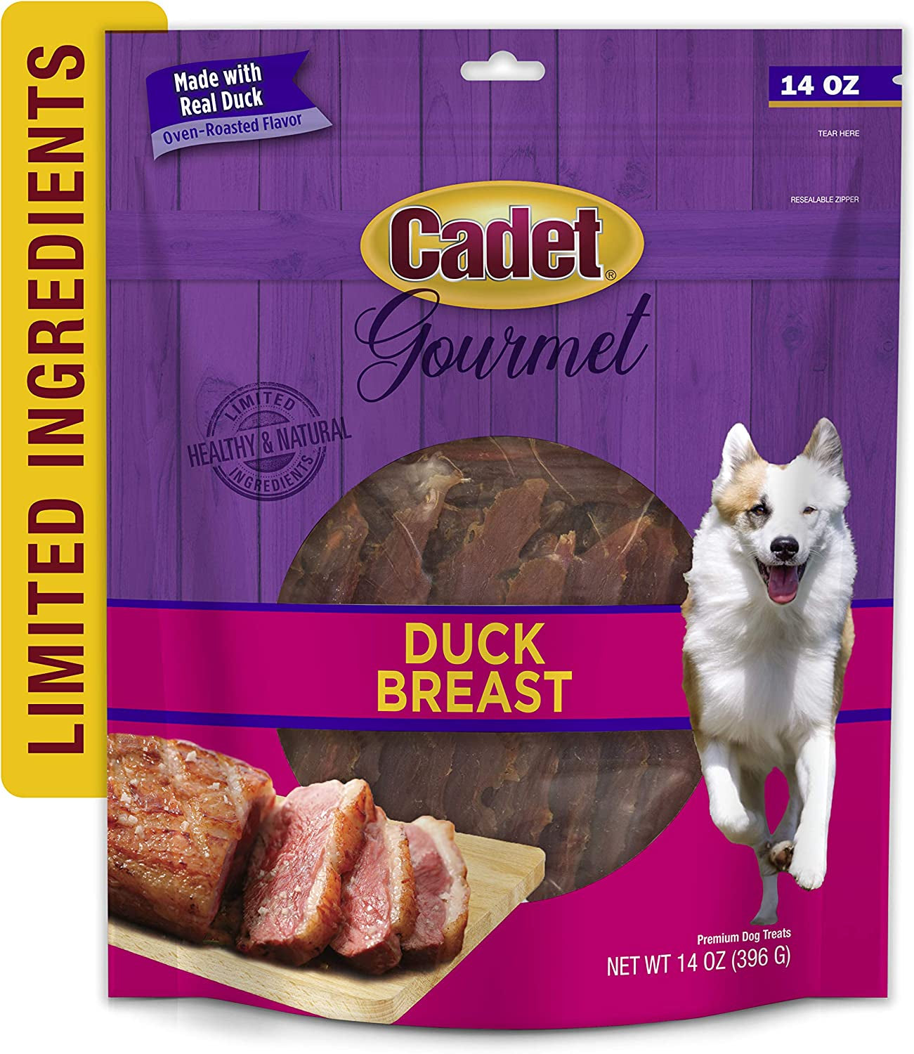 Gourmet Duck Jerky Dog Treats for Training - Healthy & Natural Dog Training Treats for Small & Large Breeds - Inspected & Tested in USA (14 Oz.)