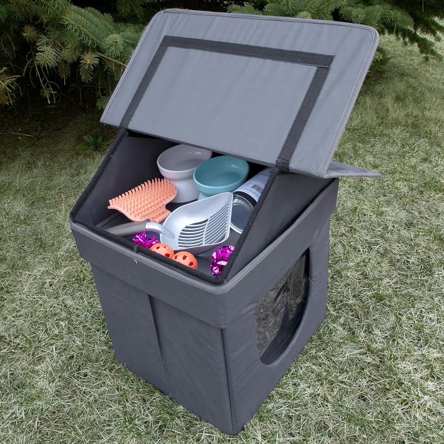 Outdoor Stackable Cat House, Cat Cube, Water Resistant Condo, Outdoor Heated Cat House