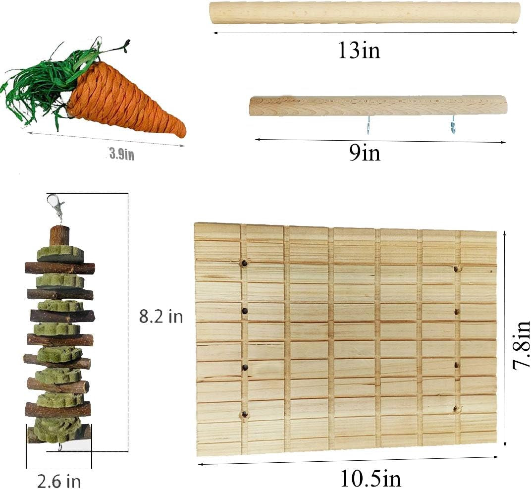 Bunny Chew Toys for Teeth Grinding,Rabbit Wooden Scratch Board Feet Pad Rotatable Pet Play Toy for Chinchilla Guinea Pigs Other Rodent Pets (2 Pack Rabbit Treat)