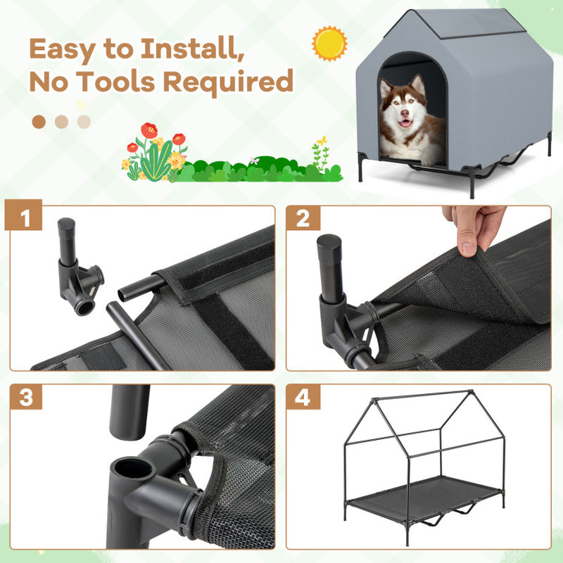 Large/Middle/Small Outdoor Elevated Pet House with Ventilated Windows