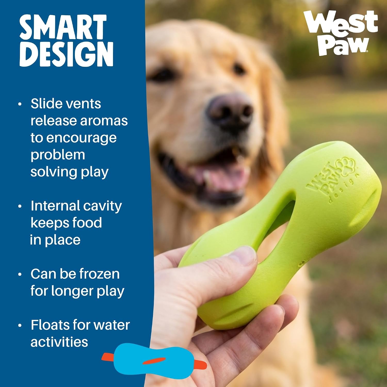 Zogoflex Qwizl Interactive Treat Dispensing Dog Puzzle Treat Toy for Dogs, Granny Smith, Large