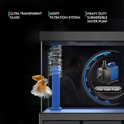 175 Gallon Glass Aquarium with Aluminum Cabinet - Including Sump for Filtration and Circulation, Plumbing, LED, White