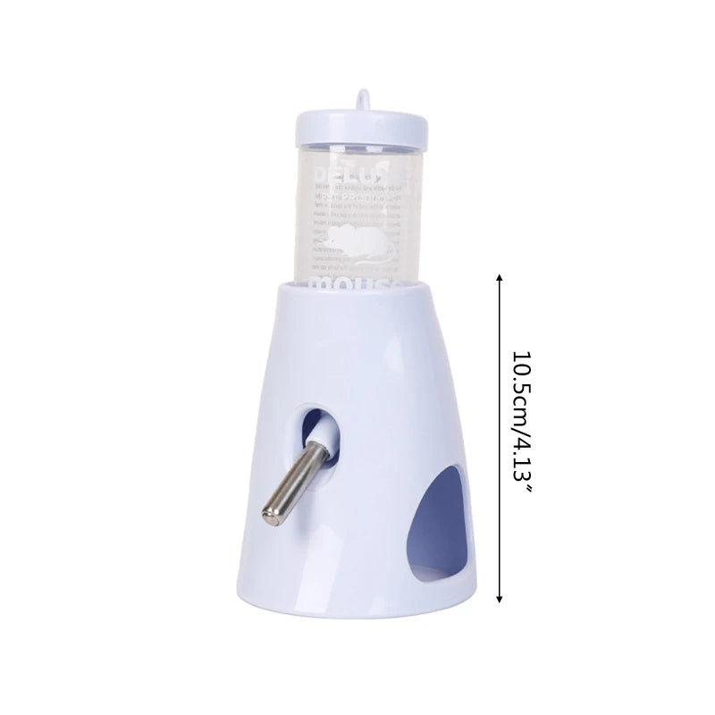 Small Animal Plastic Water Bottle with Stand Holder 2.7 Oz No Drip Waterer for Hamster Guinea Pig Rabbit for Glass Tank