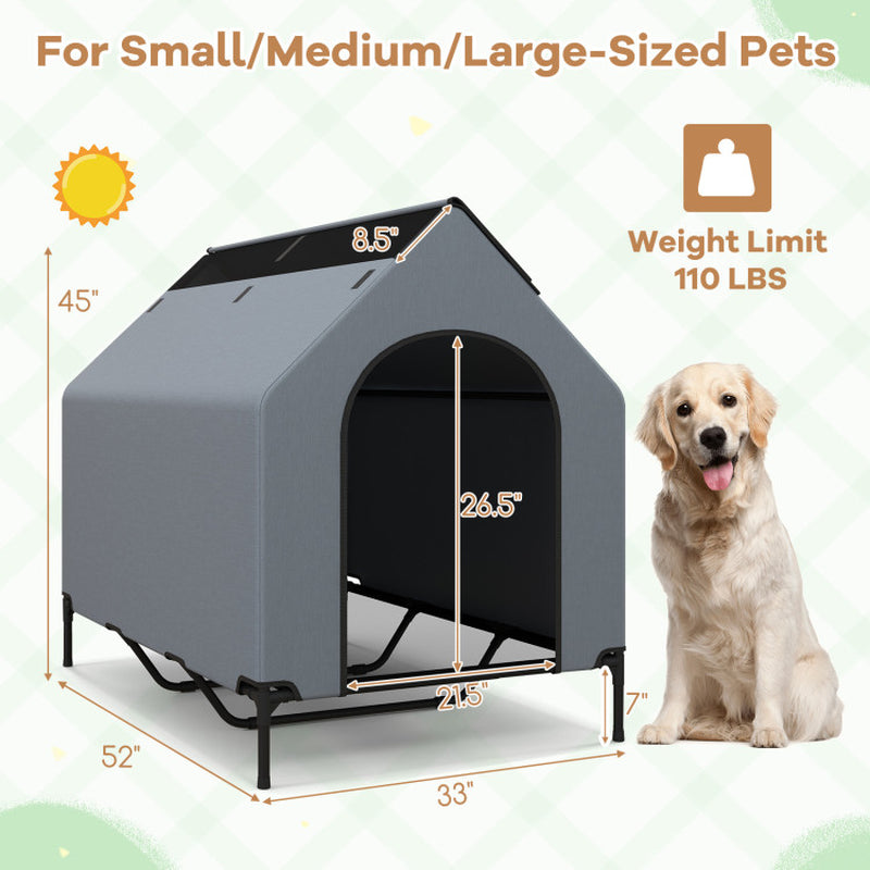 Large/Middle/Small Outdoor Elevated Pet House with Ventilated Windows