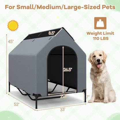 Large/Middle/Small Outdoor Elevated Pet House with Ventilated Windows
