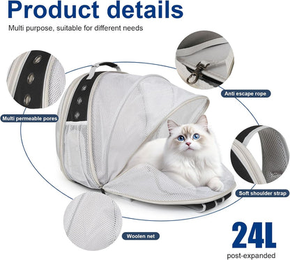 Cat Travel Backpack Carrier, Fit up to 12 Lbs, Space Capsule Bubble Window Pet Carrier Backpack,Airline-Approved, Designed for Travel, Hiking, Walking & Outdoor Use (Black, Back-Extension)