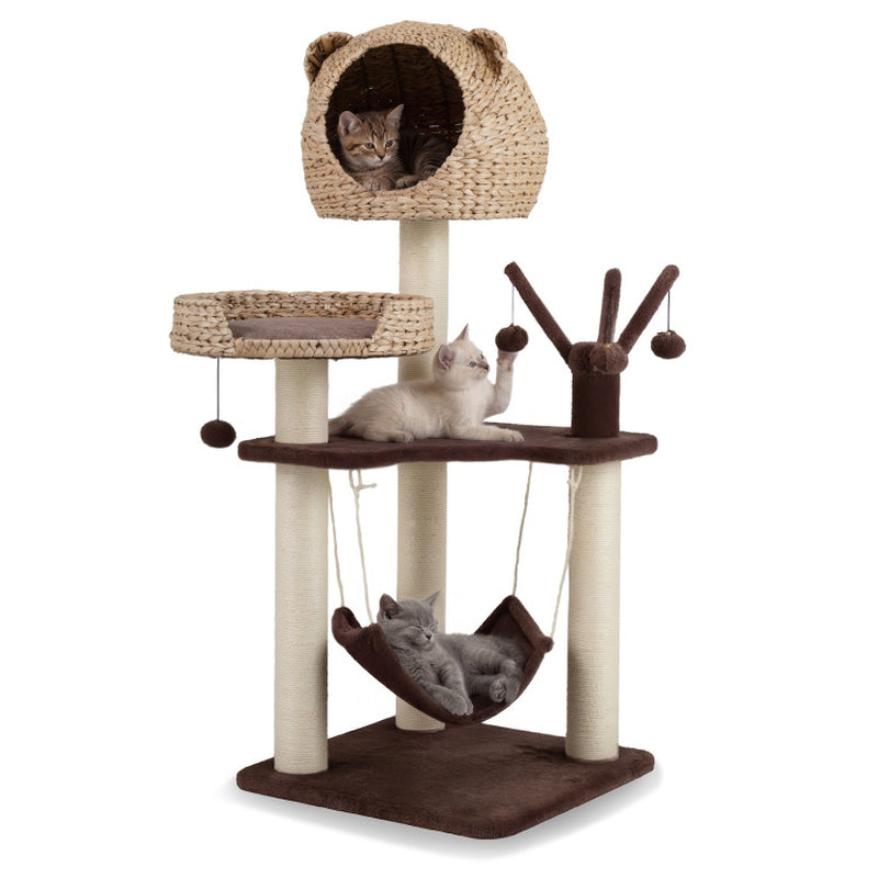 Multi-Level Cat Tree with Condo Hammock and Rotatable Hanging Balls