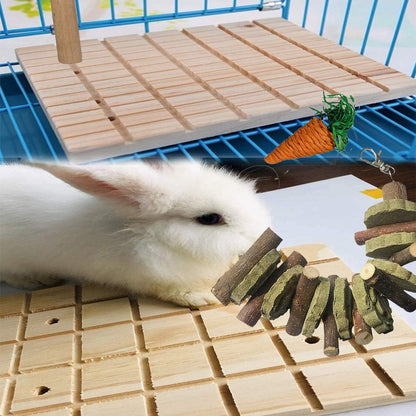 Bunny Chew Toys for Teeth Grinding,Rabbit Wooden Scratch Board Feet Pad Rotatable Pet Play Toy for Chinchilla Guinea Pigs Other Rodent Pets (2 Pack Rabbit Treat)