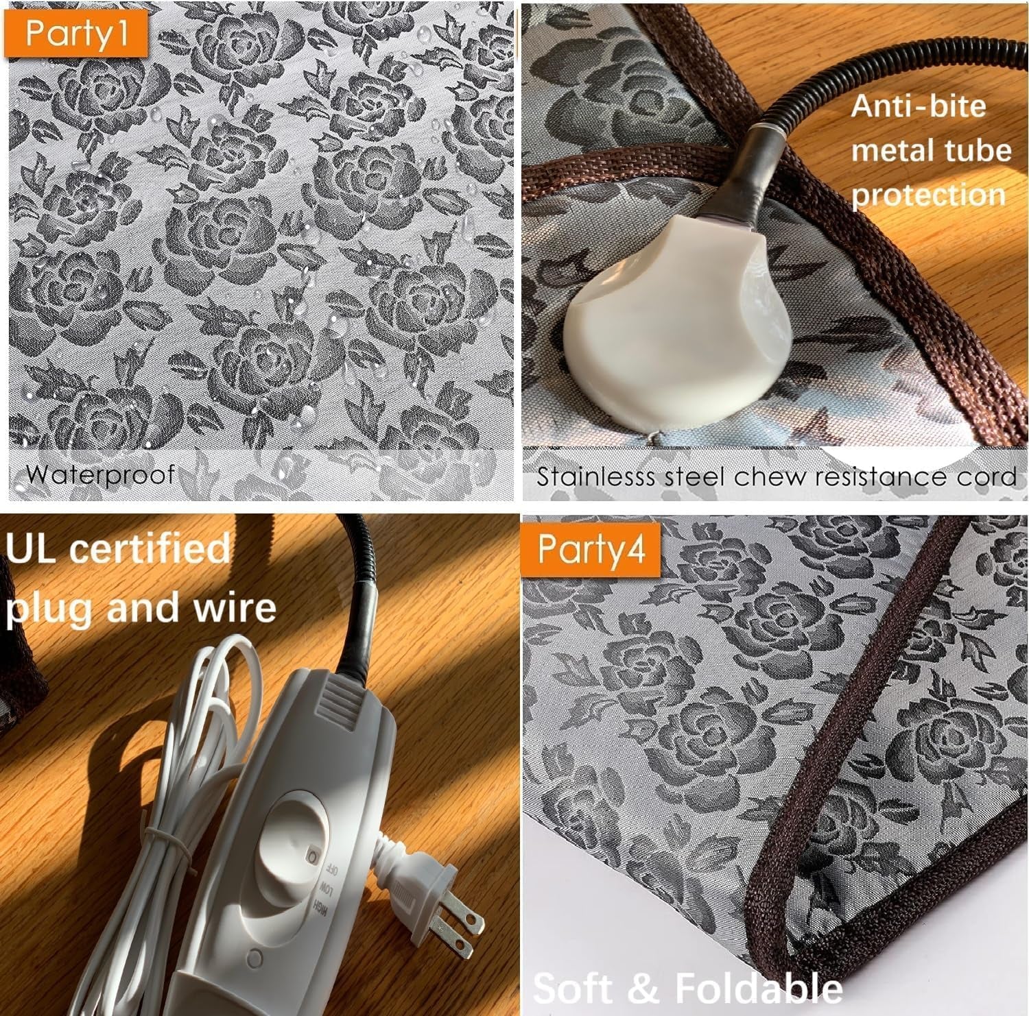 Dog Heating Pad Heated Cat Bed Puppy Heating Pad for Whelping New Born Pet | Indoor Use Waterproof Extra Large Crate House Home Use 110 Volt Adjustable Temperature Control Auto Overheat Shut Off