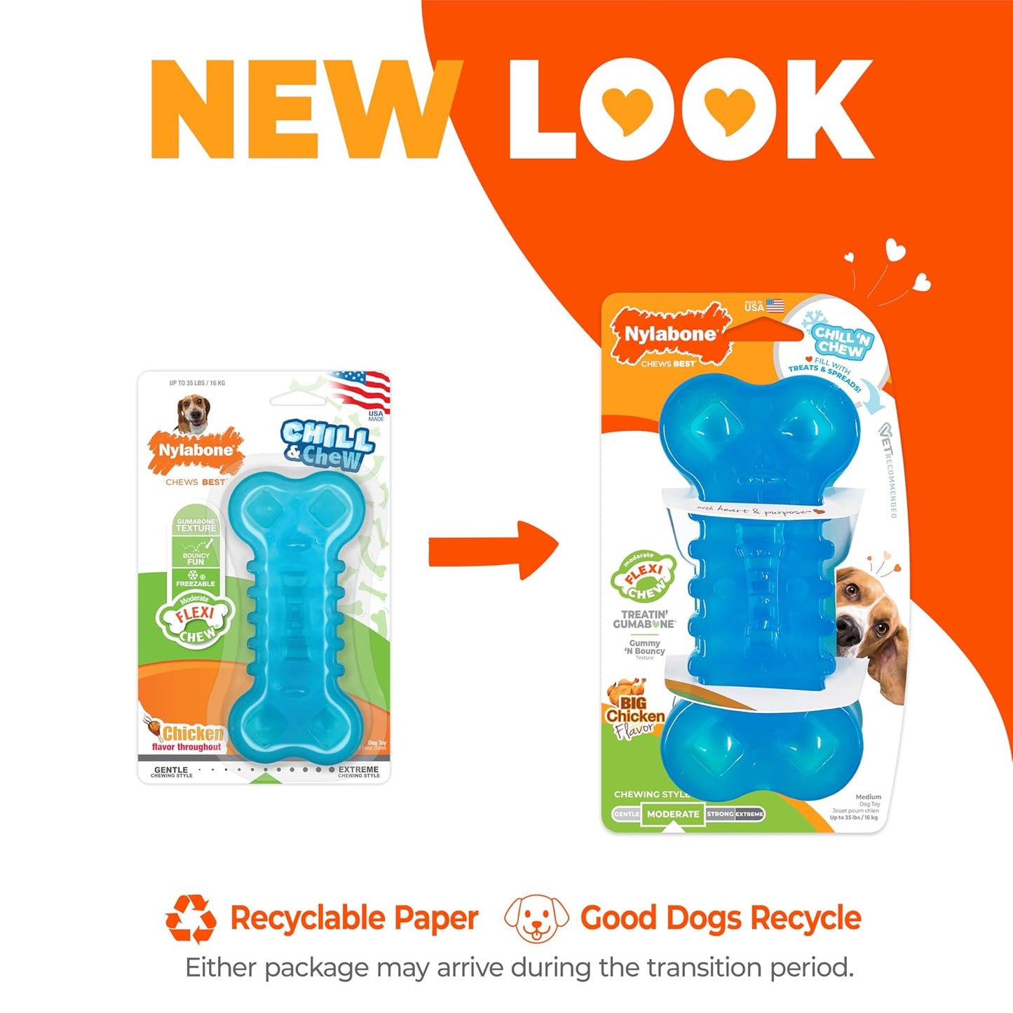 Flexi Chill & Chew Toy for Dogs with Treat Pockets, Dog Toys for Moderate Chewers, Chicken Flavor, Medium - up to 35 Lbs, 1 Count